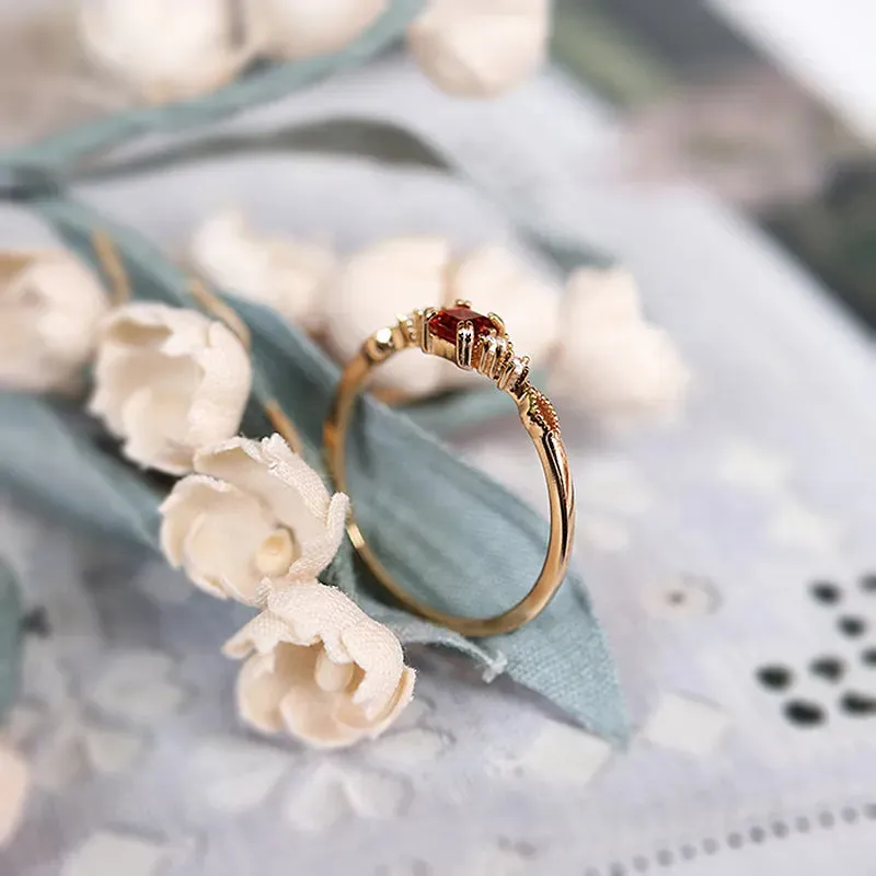Bague Éclat Grenatique | Bague femme en grenat et argent 925 plaqué or
