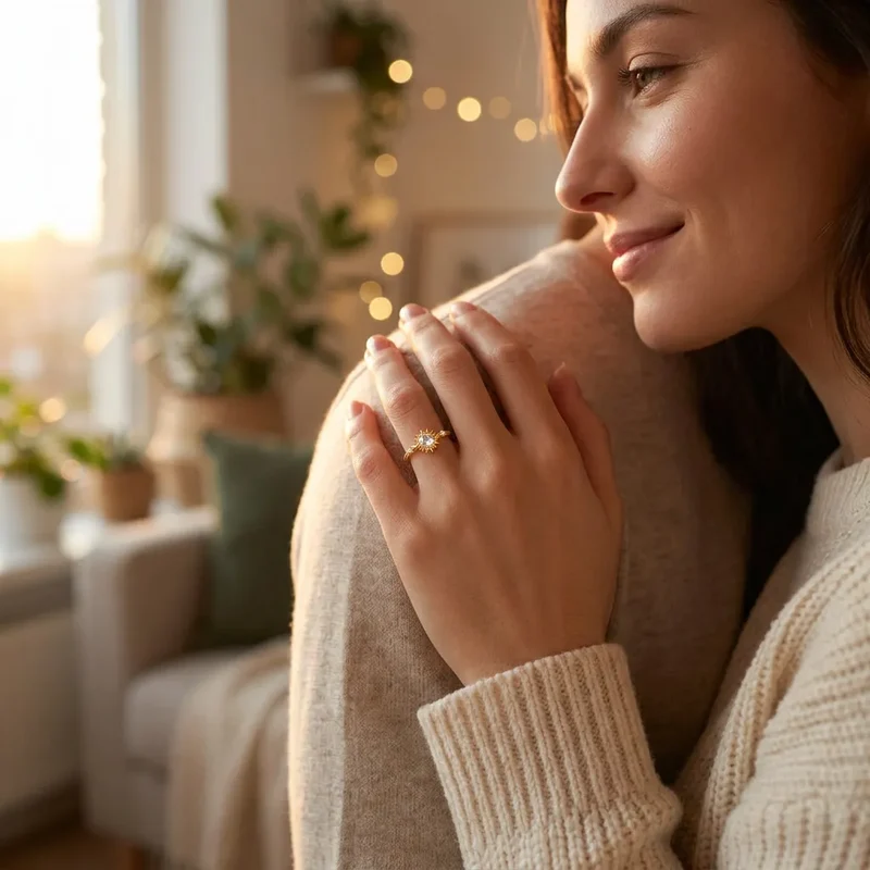 Bague Soleil | Bague femme fine en quartz clair et argent, taille ajustable