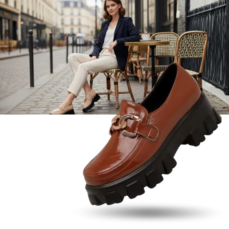 Mocassins en cuir élégants à semelles épaisses