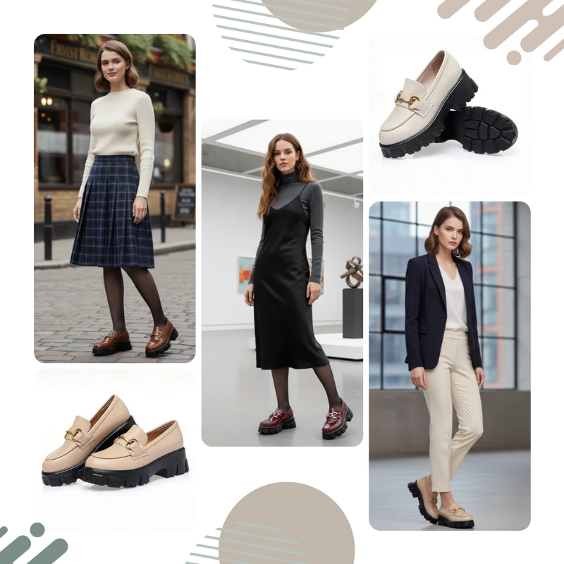 Mocassins en cuir élégants à semelles épaisses
