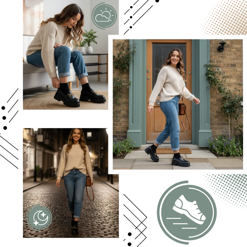 Mocassins en cuir élégants à semelles épaisses