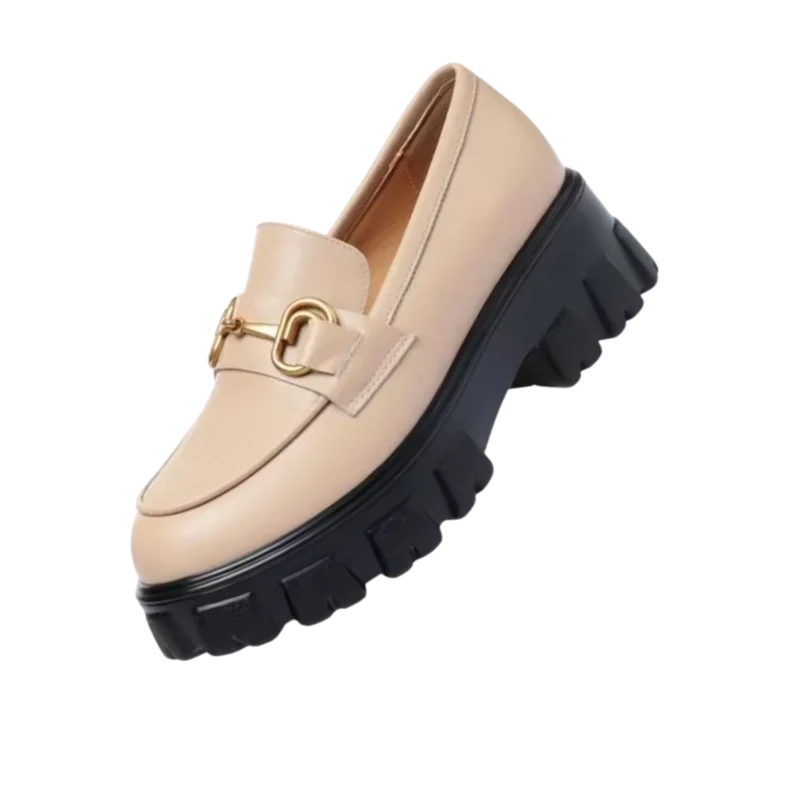 Mocassins en cuir élégants à semelles épaisses