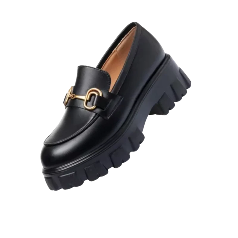 Mocassins en cuir élégants à semelles épaisses