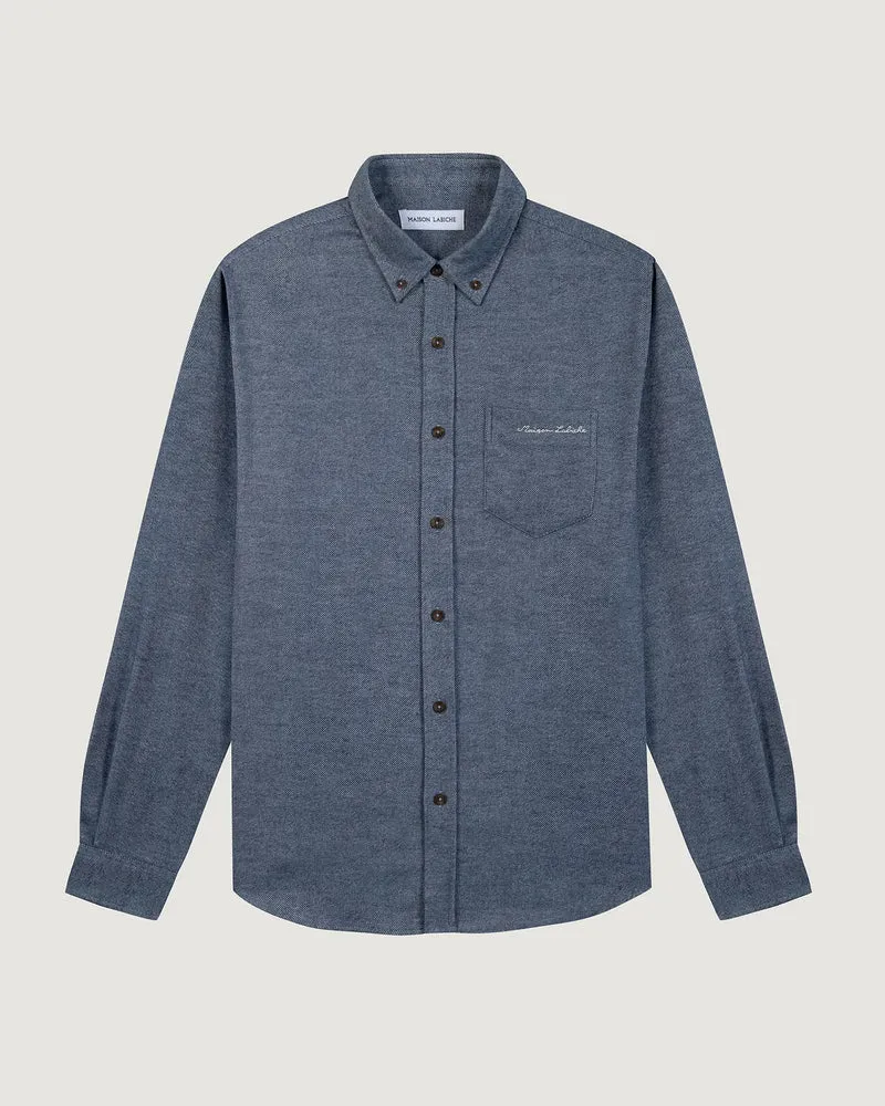 Maison Labiche Chemise Bonne Graine en Flanelle Blue