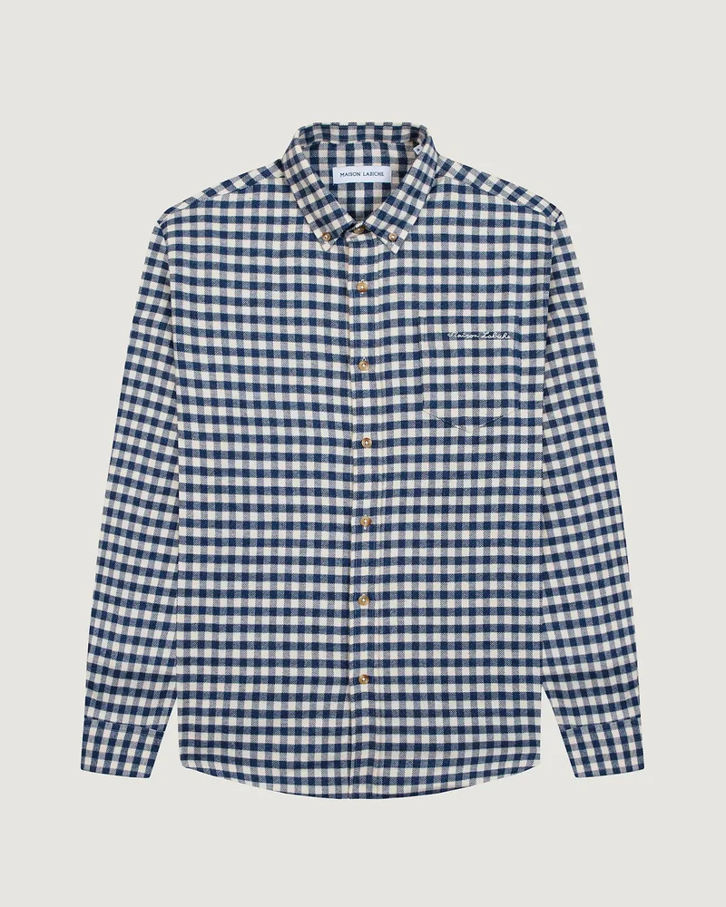 Maison Labiche Chemise Bonne Graine en Flanelle Square Blue