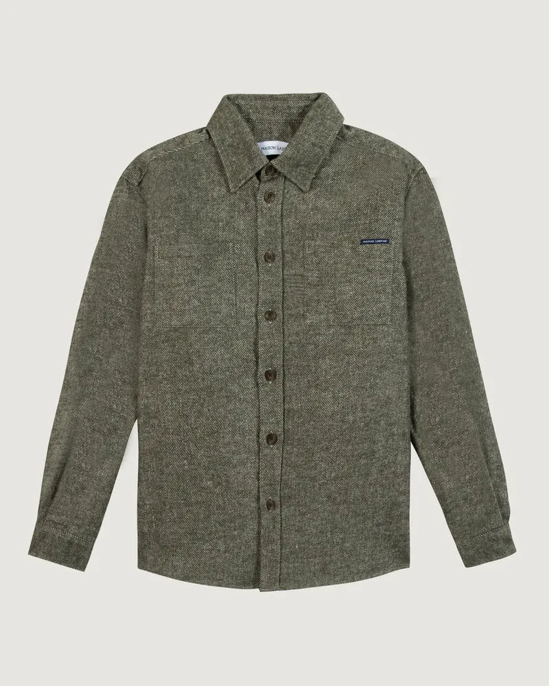 Maison Labiche Surchemise Monge en Flanelle de Laine Oak Green