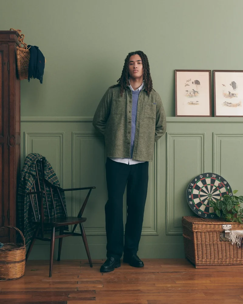 Maison Labiche Surchemise Monge en Flanelle de Laine Oak Green
