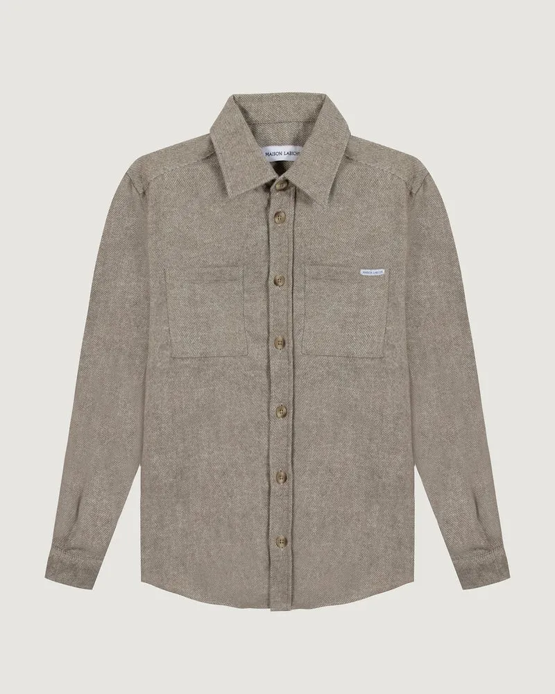 Maison Labiche Surchemise Monge en Flanelle de Laine Cement