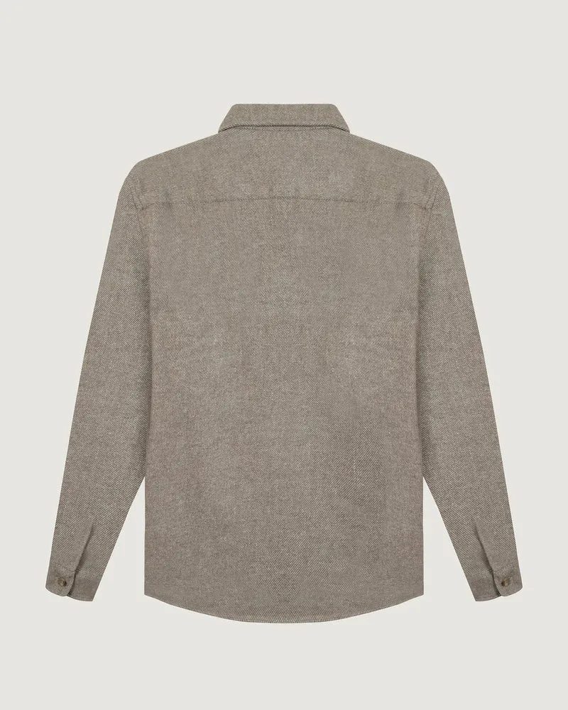 Maison Labiche Surchemise Monge en Flanelle de Laine Cement