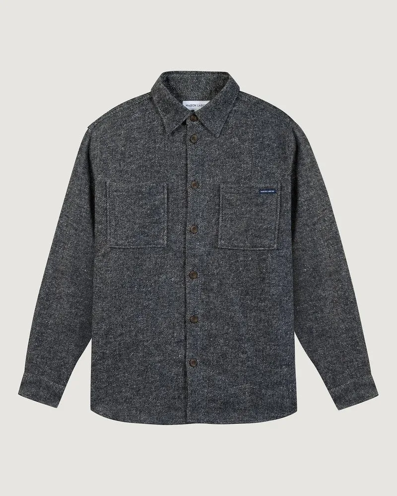 Maison Labiche Surchemise Monge en Flanelle de Laine Dark Navy
