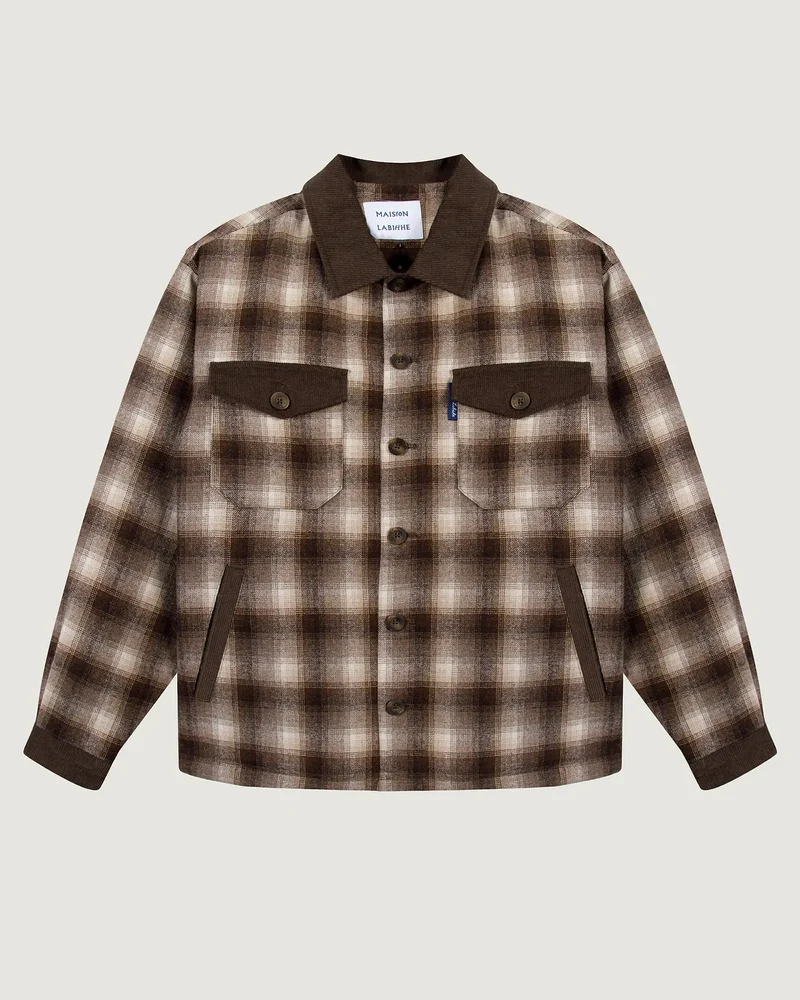 Maison Labiche Veste Sabrier en Laine Plaid Sand Blue