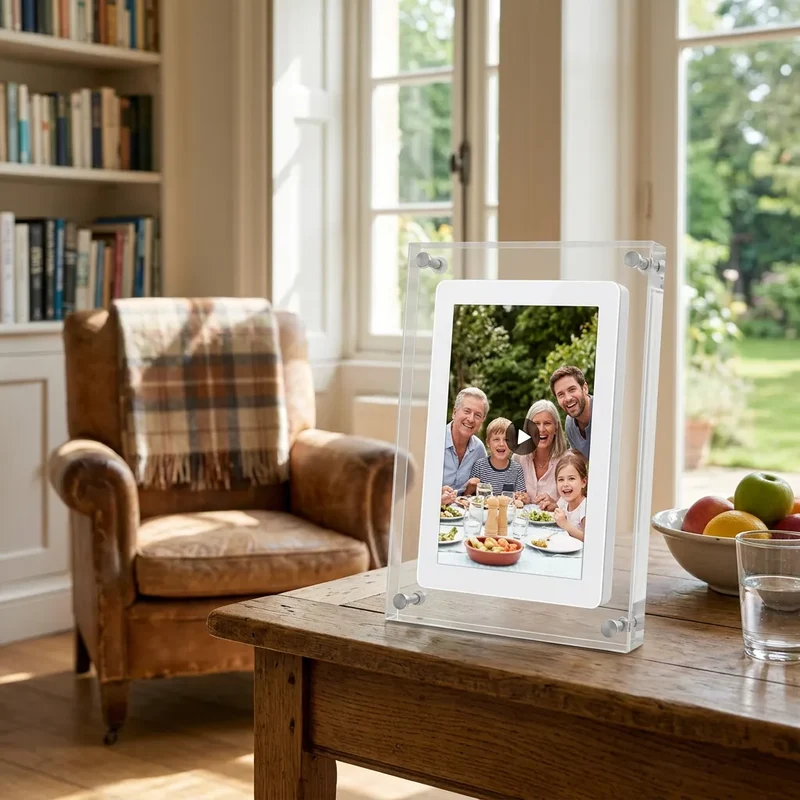 Cadre Photo Numérique Acryl | Cadre numérique compact 5/7" à écran IPS et batterie