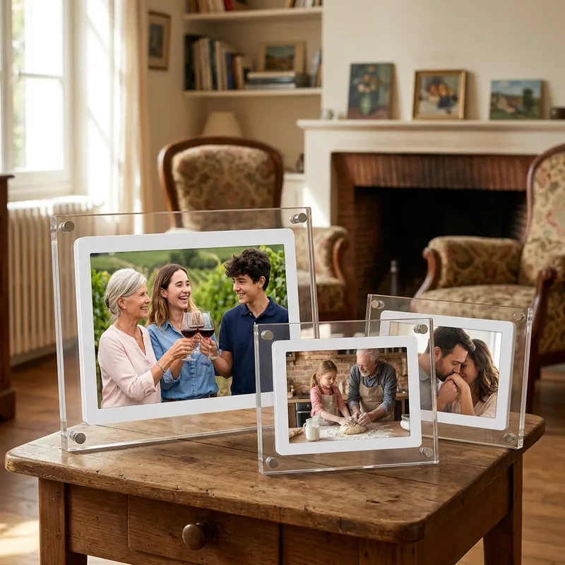 Cadre Photo Numérique Acryl | Cadre numérique compact 5/7" à écran IPS et batterie