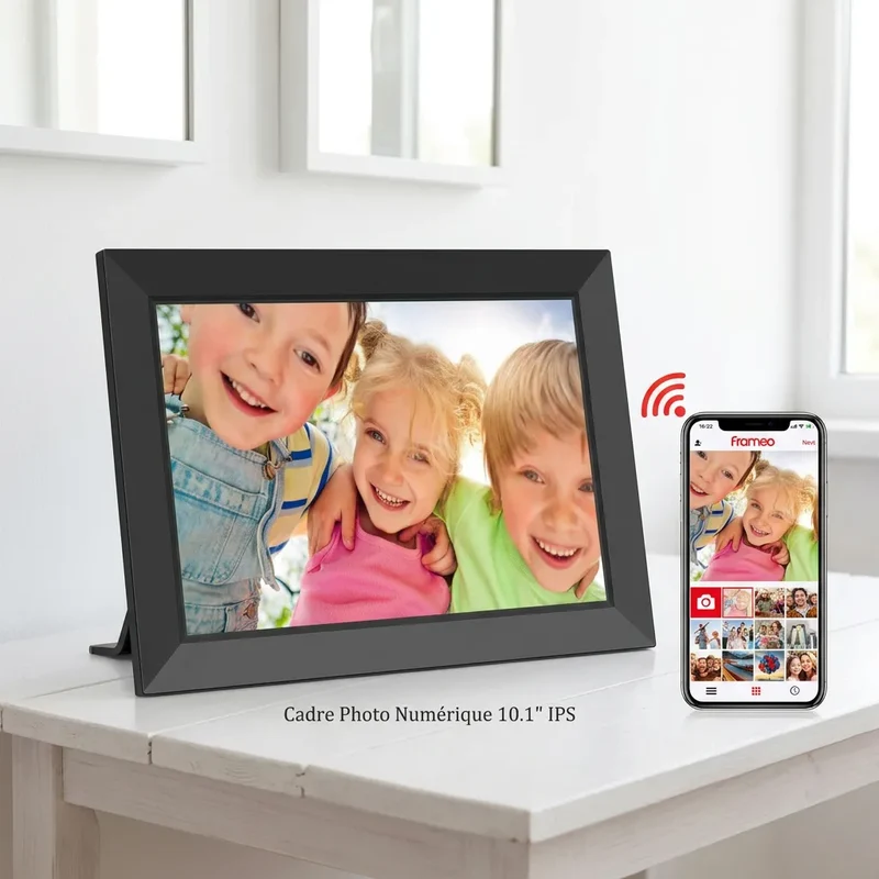 Cadre Photo Numérique Connecté 10,1" | Cadre numérique Wi-Fi tactile HD, 32 Go