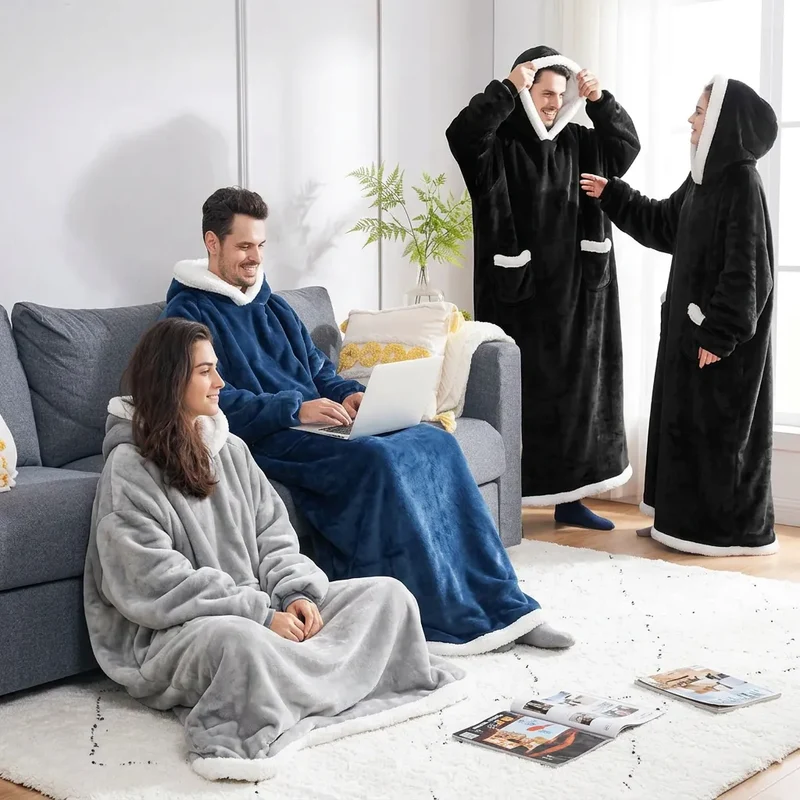 Couverture Sweat Cozya | Plaid polaire à capuche et manches, format géant 180 cm