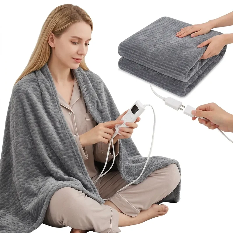 Couverture Chauffante Cocoona | Plaid chauffant électrique en flanelle 9 niveaux, 160 × 130 cm