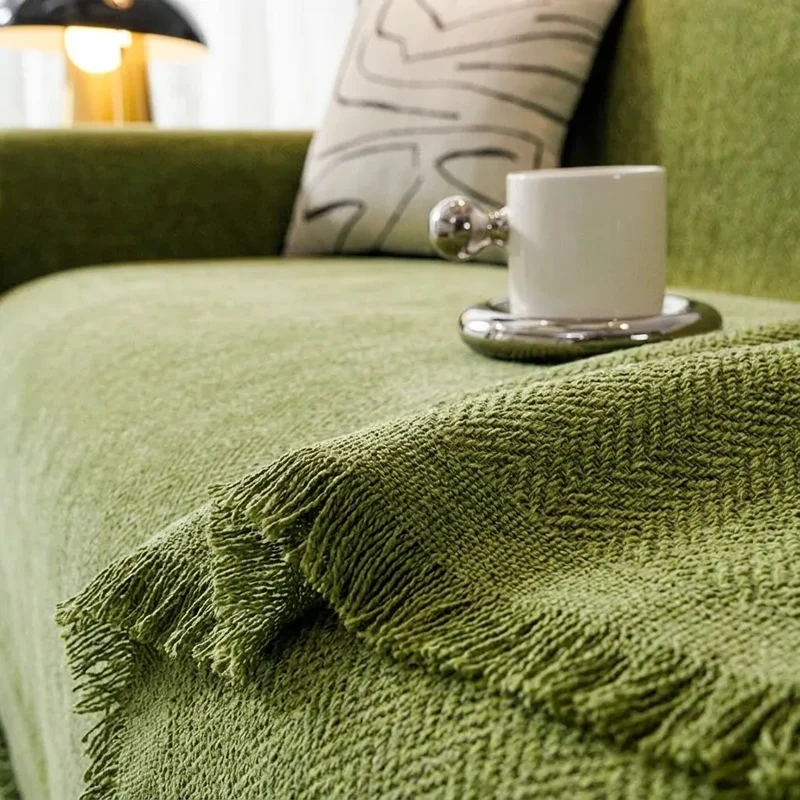 Housse de Canapé Chenya | Plaid-housse chenille chevrons antidérapant anti-griffures