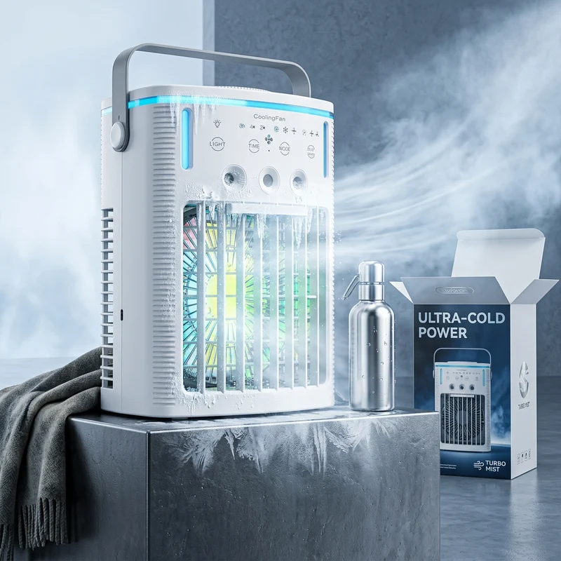 LumiAir | Ventilateur Brumisateur Rafraîchisseur d'Air USB 1000 ml avec Lumière d'Ambiance