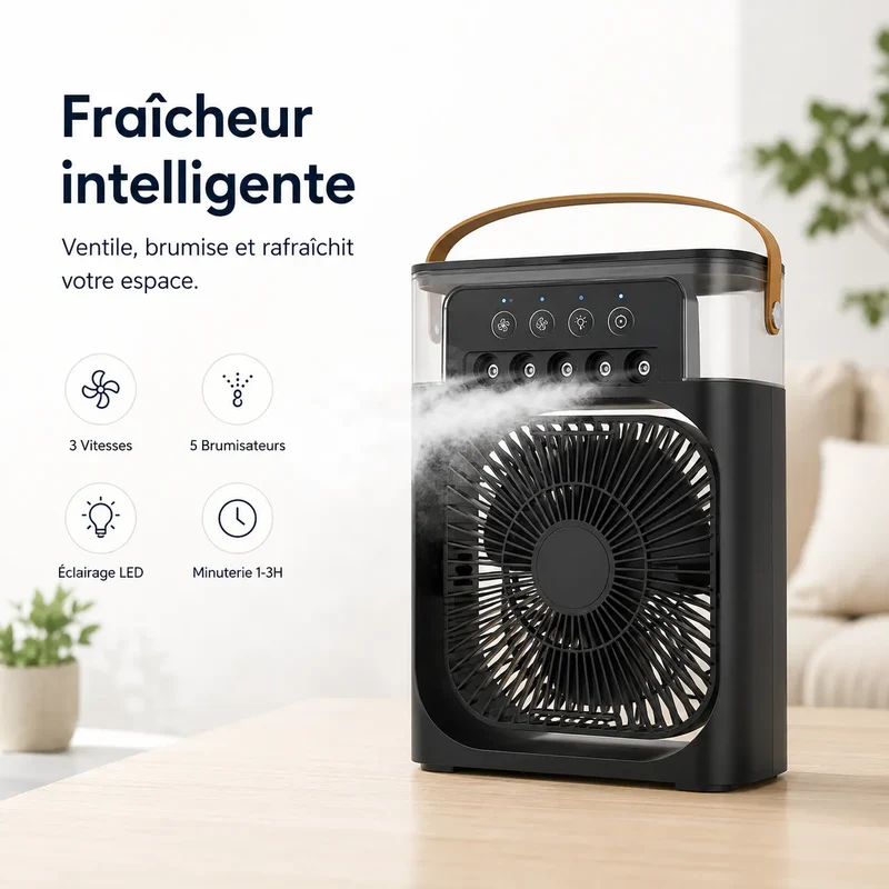 FrostMist | Ventilateur Brumisateur Refroidisseur d'Air Climatiseur Mobile USB