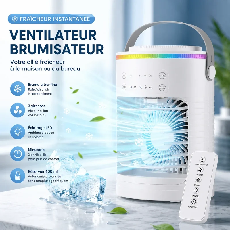 FrostAir | Ventilateur Brumisateur Refroidisseur d'Air Climatiseur Mobile USB