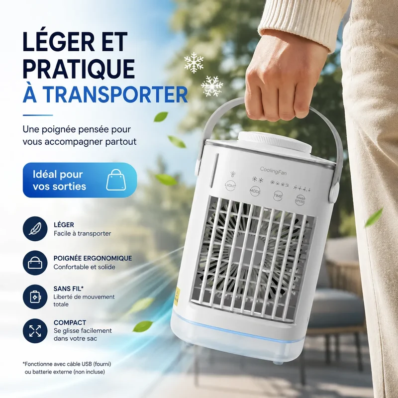 FrostAir | Ventilateur Brumisateur Refroidisseur d'Air Climatiseur Mobile USB