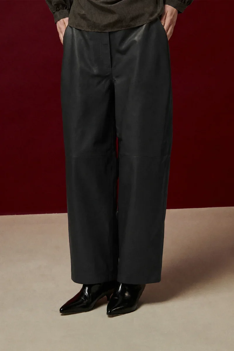 Bellepiece Pantalon Conrad en Cuir Anthracite