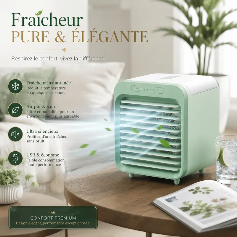 FrostMini | Ventilateur Brumisateur Refroidisseur d’Air Portable USB