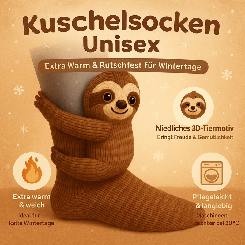 CozyPaws | Chaussettes Cocooning Antidérapantes avec Motif Animal 3D