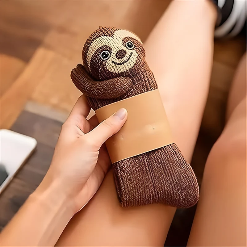 CozyPaws | Chaussettes Cocooning Antidérapantes avec Motif Animal 3D