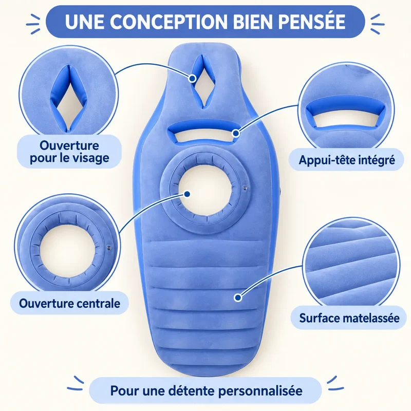 Coussin de grossesse gonflable | Matelas de maternité avec ouverture ventrale