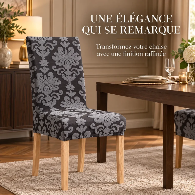 Housse de chaise extensible | Jacquard uni pour salle à manger et mariage