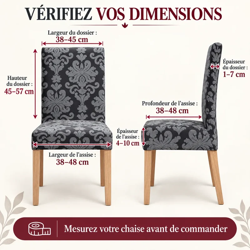 Housse de chaise extensible | Jacquard uni pour salle à manger et mariage