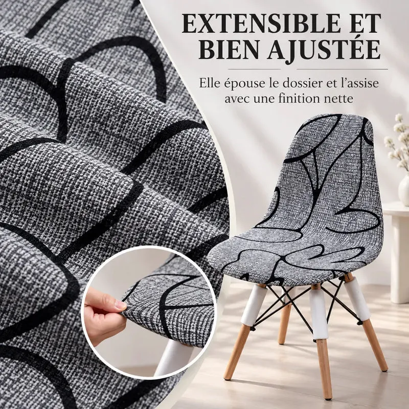 Housse de chaise coquille | Extensible, imprimée et amovible