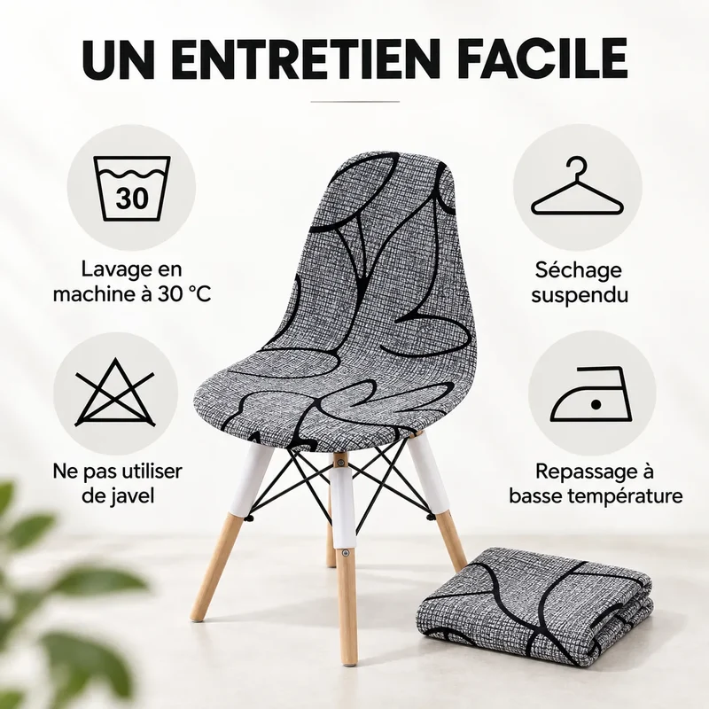 Housse de chaise coquille | Extensible, imprimée et amovible