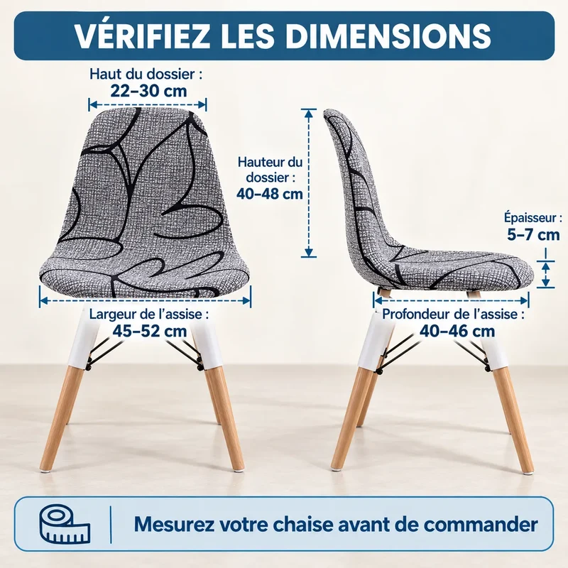 Housse de chaise coquille | Extensible, imprimée et amovible
