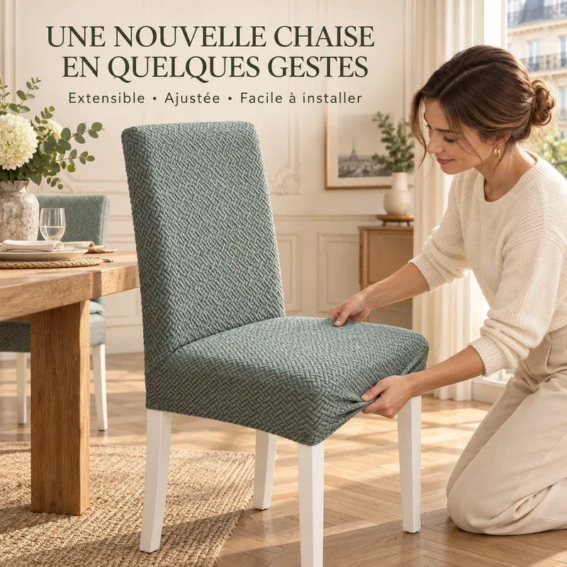 Housse de chaise extensible | Protection universelle en jacquard