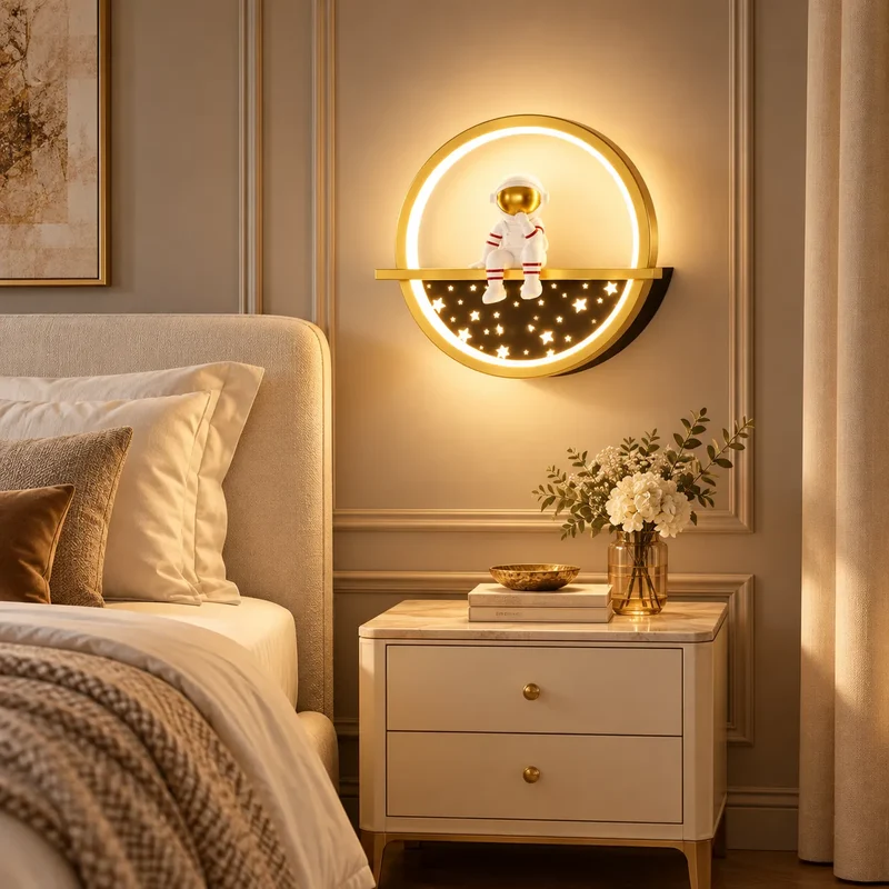 Applique murale chambre enfant | Lampe astronaute à lumière tricolore