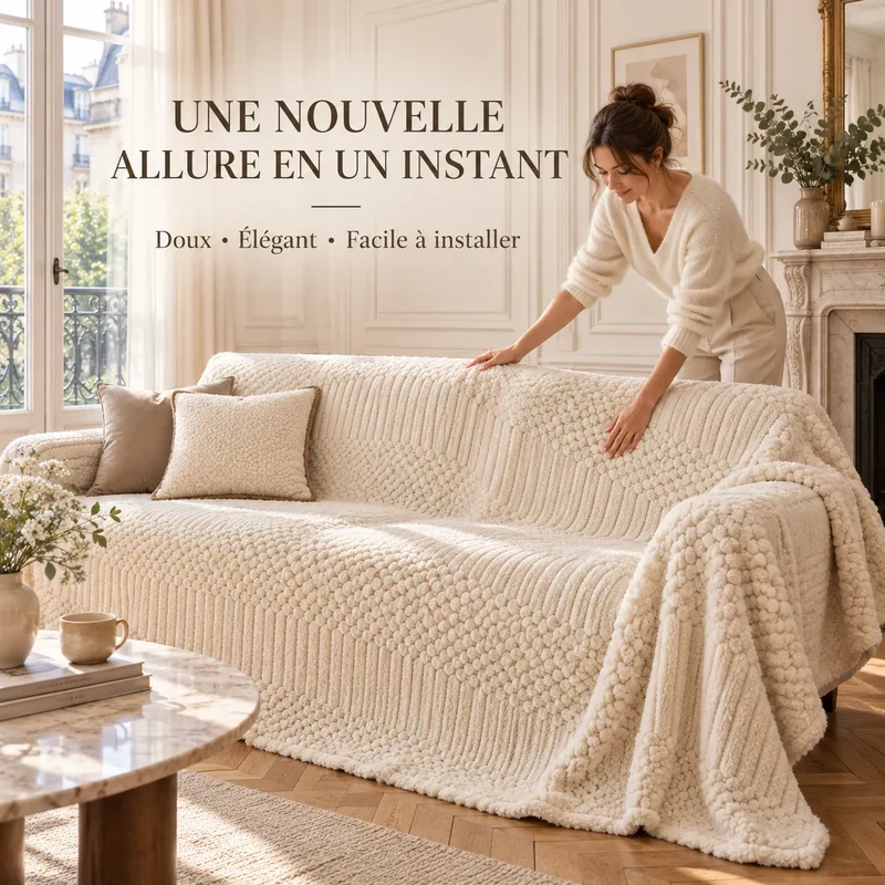 Housse de canapé bohème | Couvre canapé épais en polaire jacquard