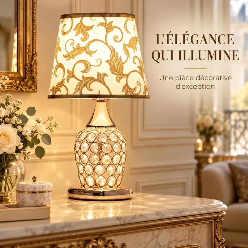 Lampe de Table Europe | Lampe de chevet en cristal, style européen romantique