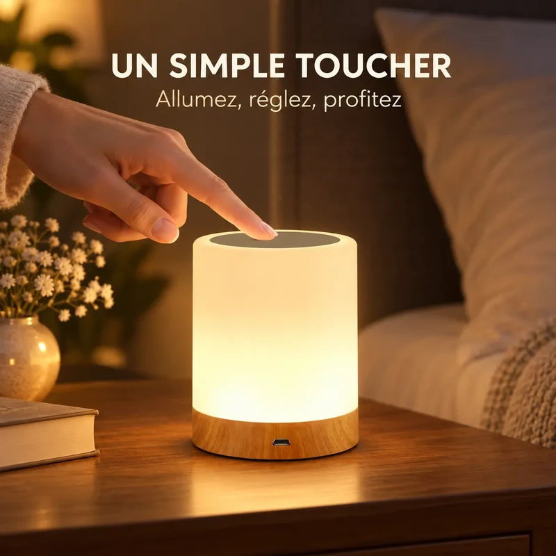 Lampe de Chevet ammtoo | Lampe tactile RGB rechargeable, veilleuse pour chambre