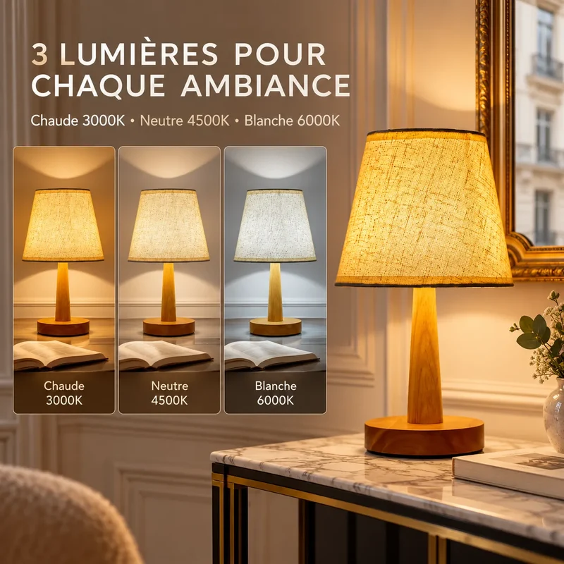 Lampe de Table Style Japonais | Lampe de chevet en tissu, ambiance rétro et chaleureuse