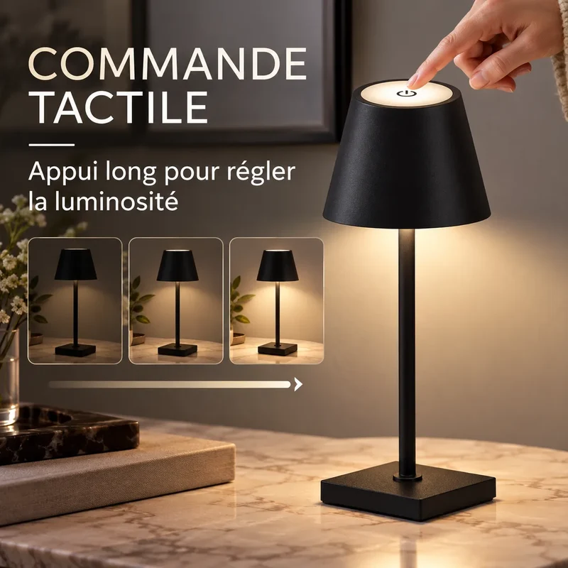 Lampe de Table LED Rechargeable | Lampe de chevet tactile, tuyau ajustable, USB-C