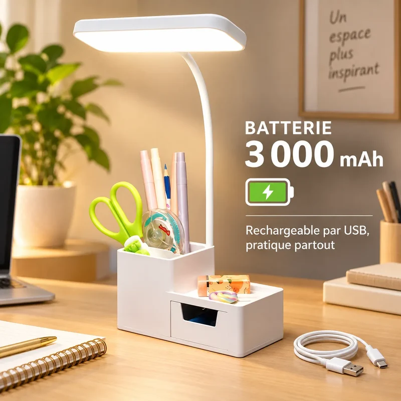Lampe de Table | Lampe de chevet pliante rechargeable, tactile et variable
