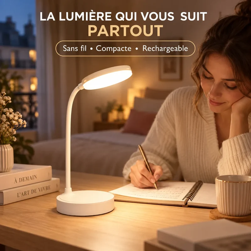 Lampe de Bureau LED Portable | Lampe de chevet tactile, 9 modes de luminosité