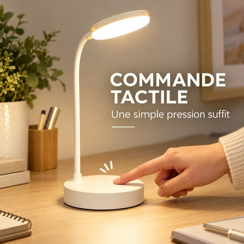 Lampe de Bureau LED Portable | Lampe de chevet tactile, 9 modes de luminosité