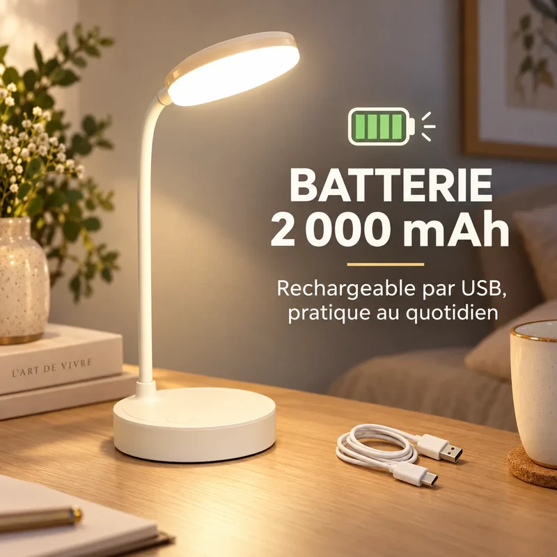Lampe de Bureau LED Portable | Lampe de chevet tactile, 9 modes de luminosité