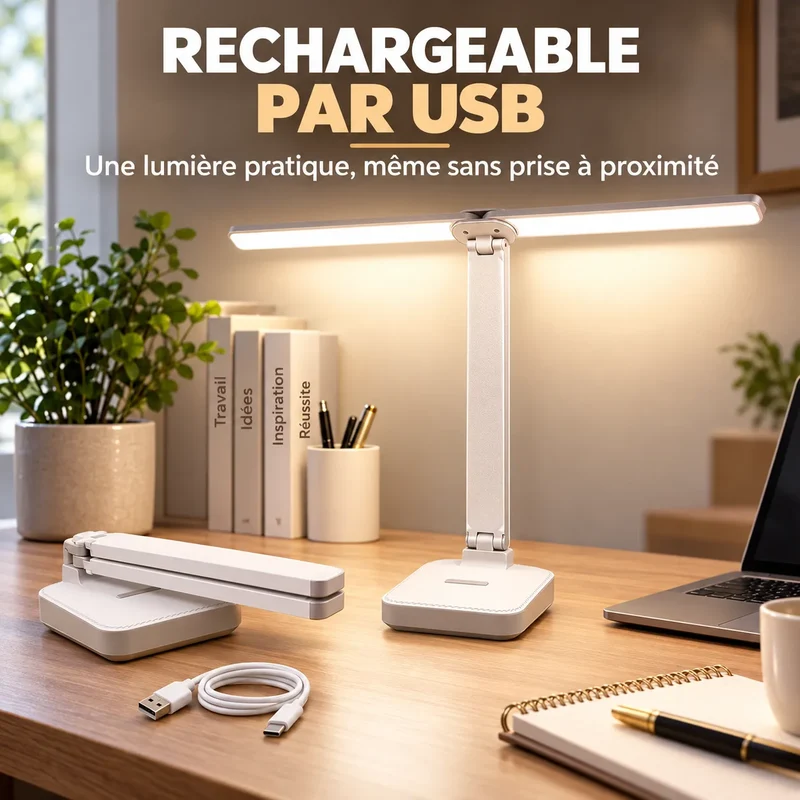Lampe de Bureau | Lampe de chevet USB tactile, 3 niveaux de luminosité