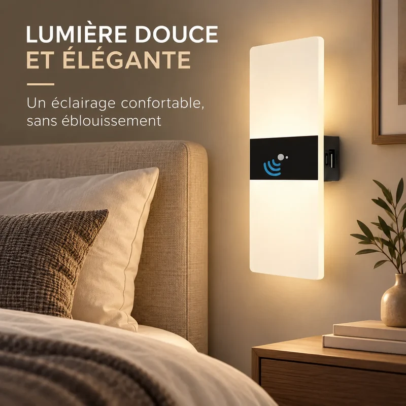 Appliques Murales LED | Lampe murale rechargeable à détecteur de mouvement