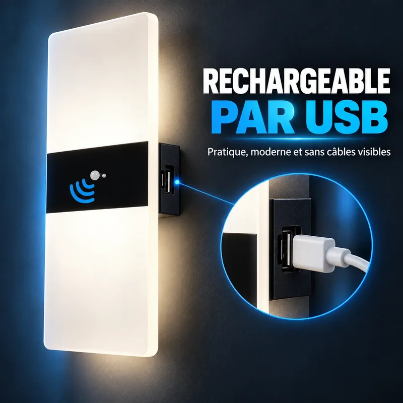 Appliques Murales LED | Lampe murale rechargeable à détecteur de mouvement