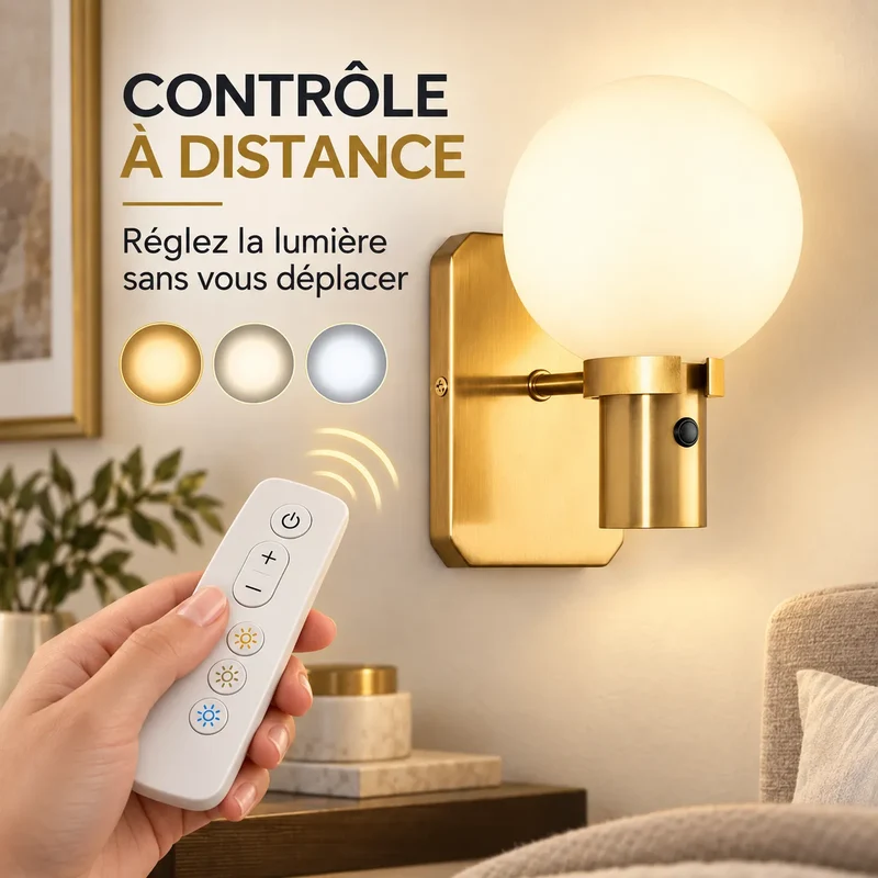 Applique Murale Volta | Applique Murale sans fil rechargeable dimmable avec télécommande